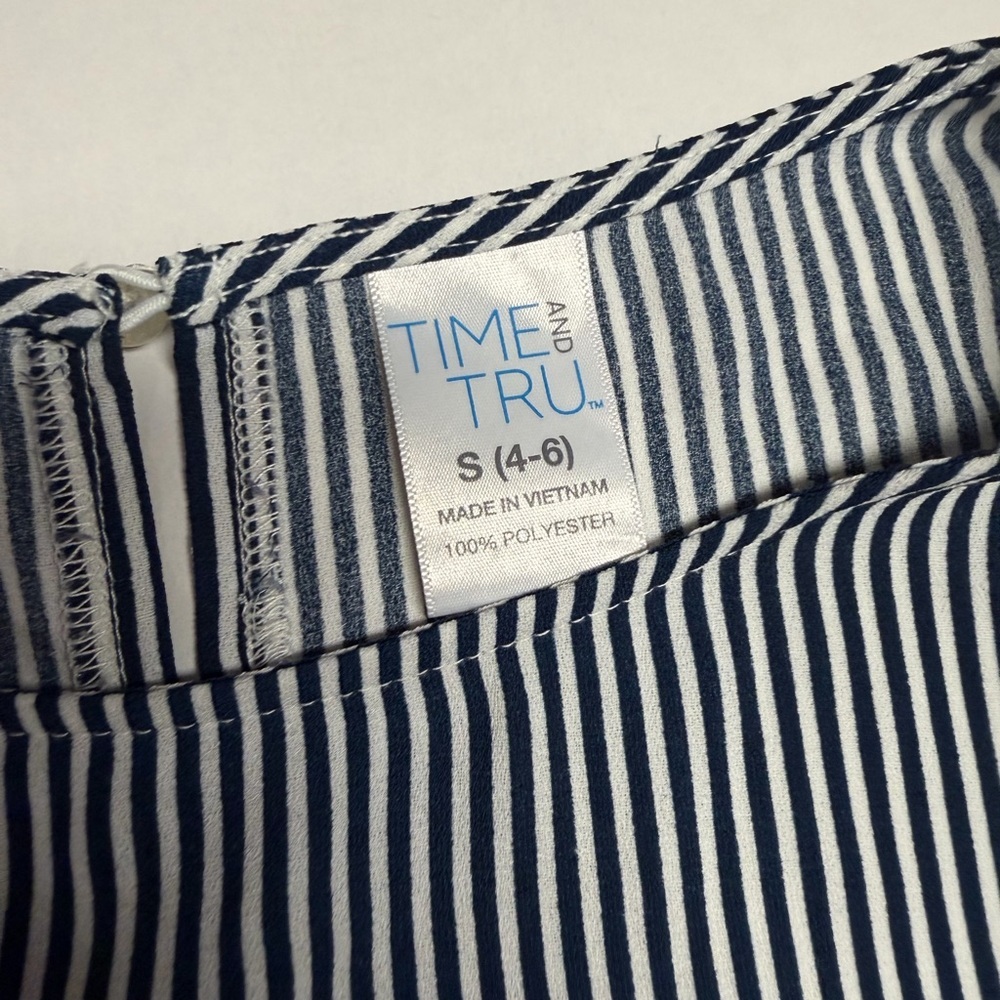 Small Blue and White Striped Ruffle Peplum Top - Picture 3 of 3